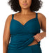 Plus Size Surplice Shirred Tankini Top